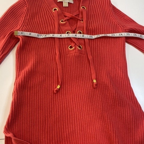 EUC MICHAEL KORS Ribbed Knit 3/4 Sleeve Sweater Coral - Picture 8 of 12